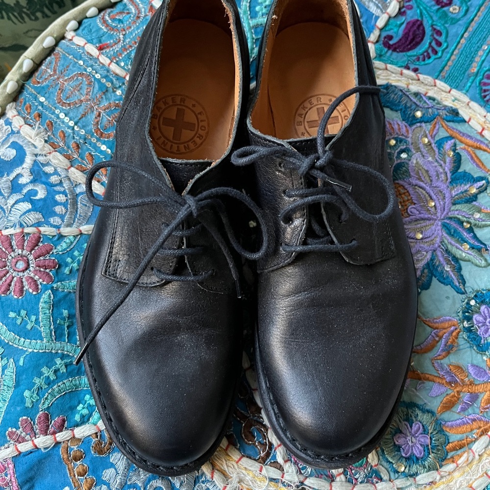 Fiorentini + Baker Black Leather Women's 706 lace up Oxford shoes 38 new